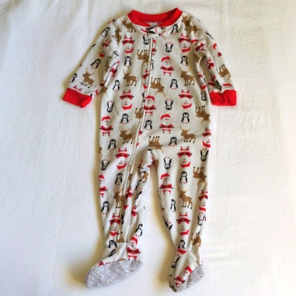 simple joys carter's christmas fleece zipper footie sleeper pajamas 12 months